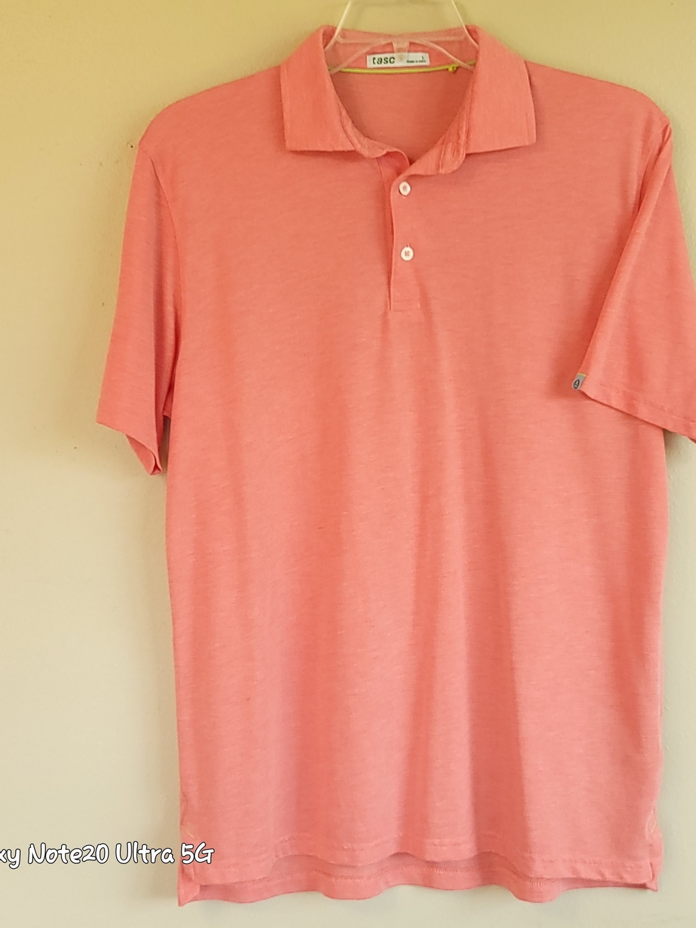 tasc Performance Cloud Golf Polo Shirt L Pink Coral Heather Spring 2026 # TM640